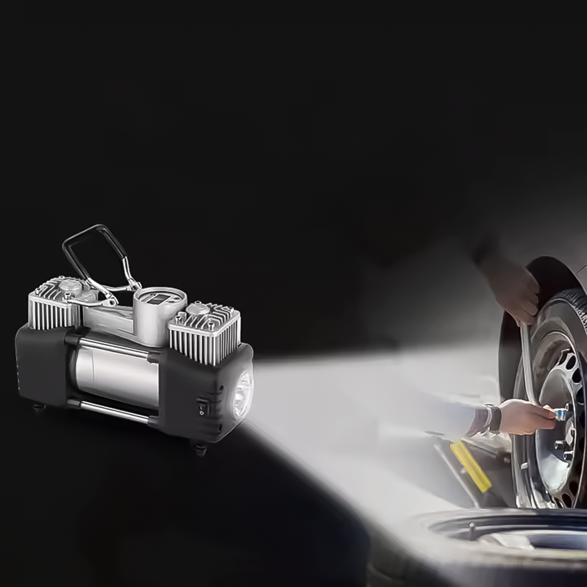 Compresor de Aire Doble Pistón 12v 200 PSI Camioneta Van Camion Auto MOD3