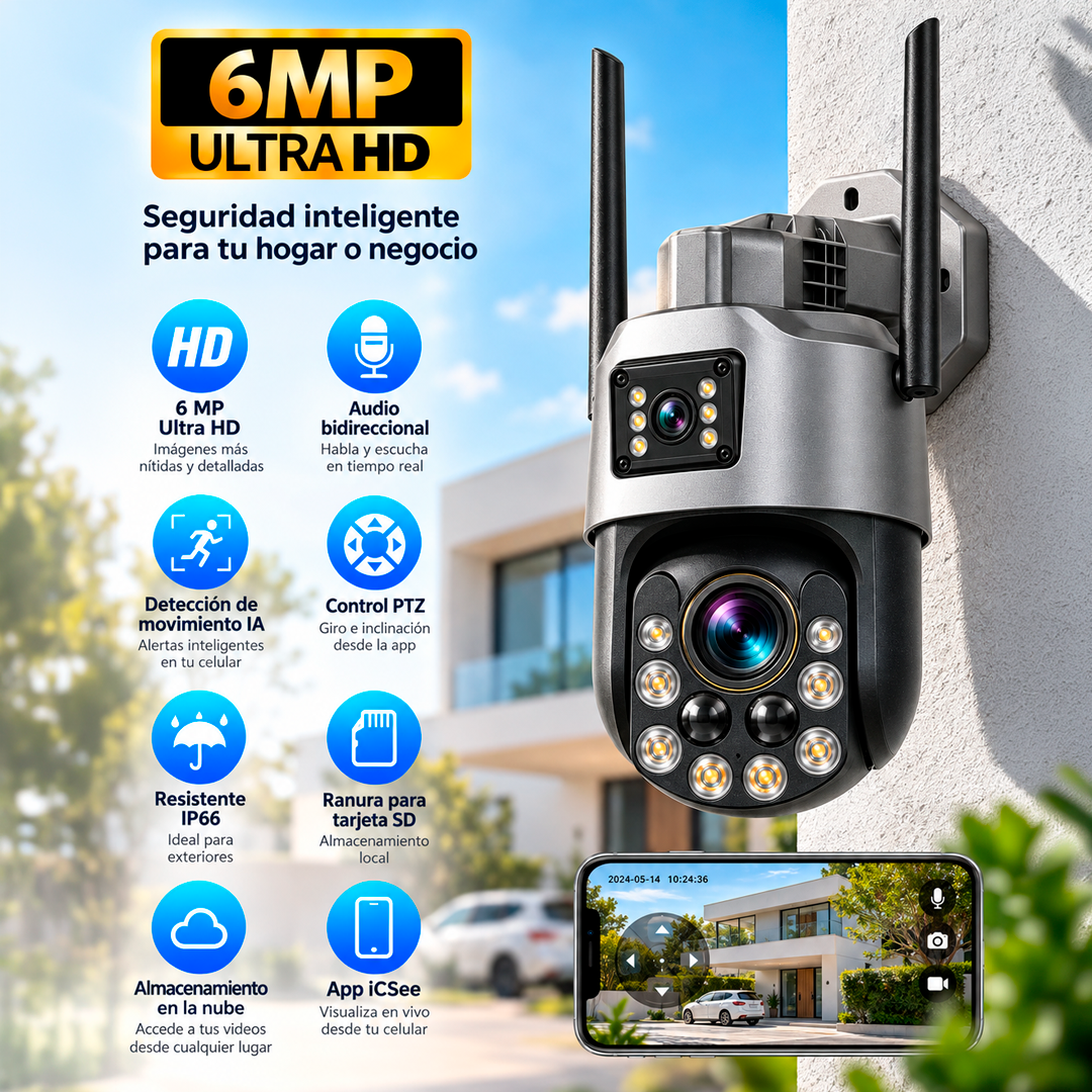 Camara Ip Ultrabyte WIFI Doble Lente Zoom Optico 36X Alarma Vision Nocturna B3