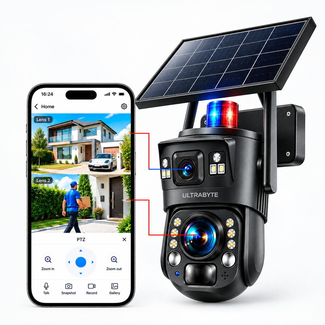 Camara Ip Ultrabyte Solar WIFI Doble Lente Zoom Optico 36X Alarma Vision Nocturna RBX-SD6036