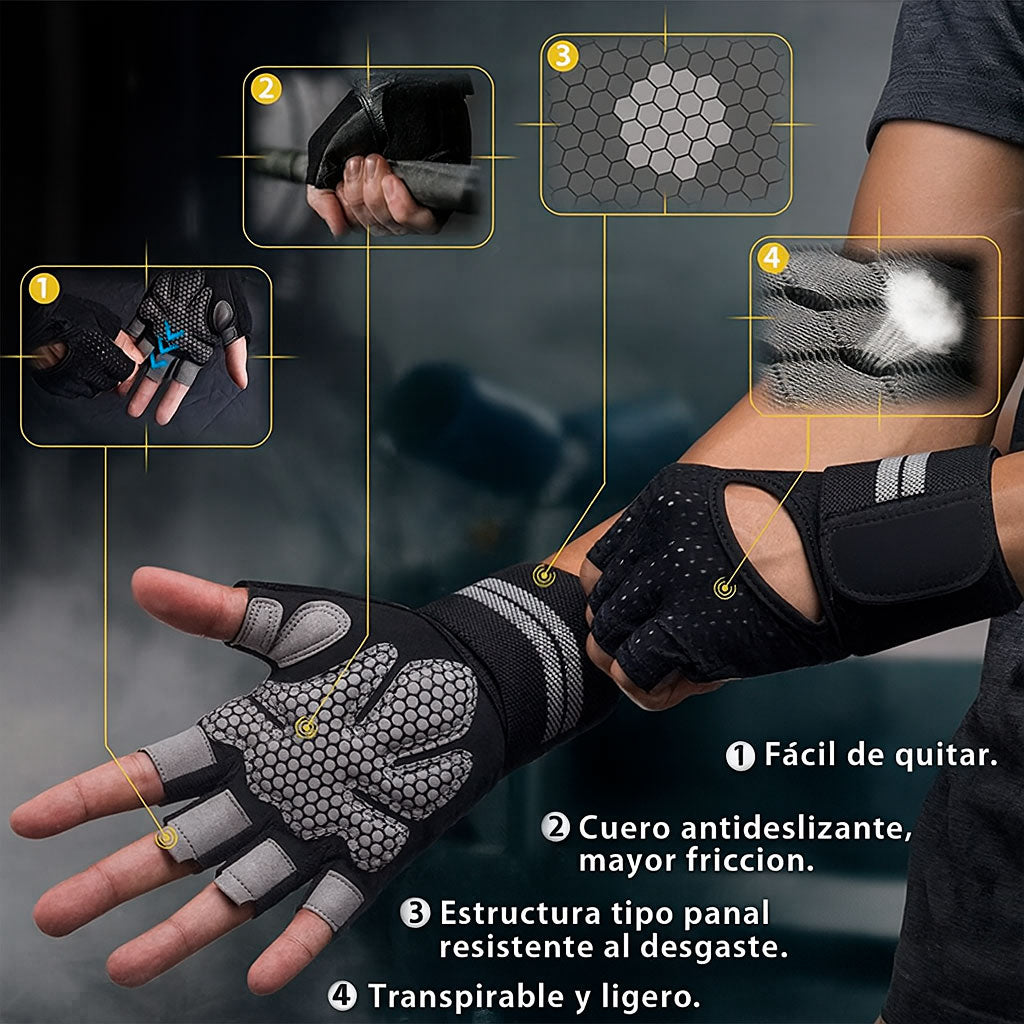 Guantes Deportivos Con Muñequera Transpirable Gym Pesas