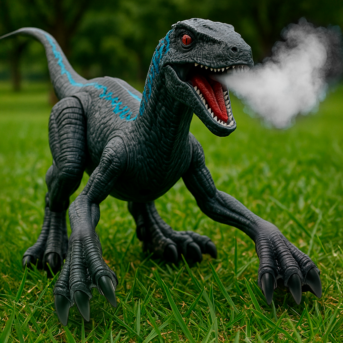 Dinosaurio Velociraptor Control Remoto Luz Sonido Humo Juguete