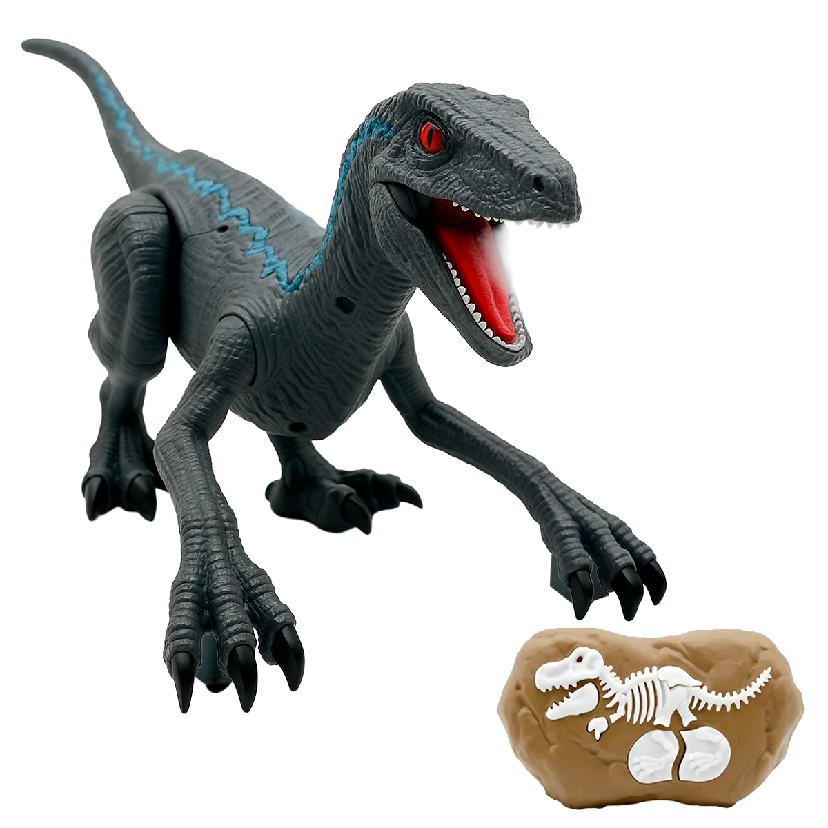 Dinosaurio Velociraptor Control Remoto Luz Sonido Humo Juguete