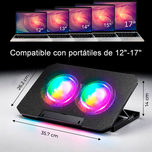 Cooler Ventilador para Laptop hasta 17" 6 Niveles 2 puerto USB N33-C-11