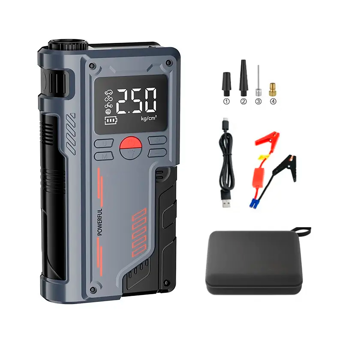 Arrancador De Batería De Vehiculo Universal + Inflador 2 En 1 Compresor