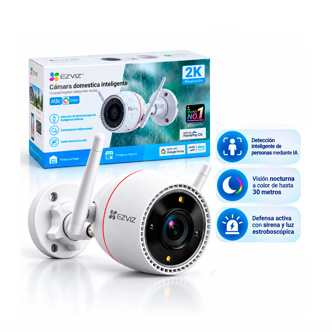 Camara IP Wifi Ezviz H3C 2k 360° Audio Bidireccional Zoom Alexa Seguridad Exterior
