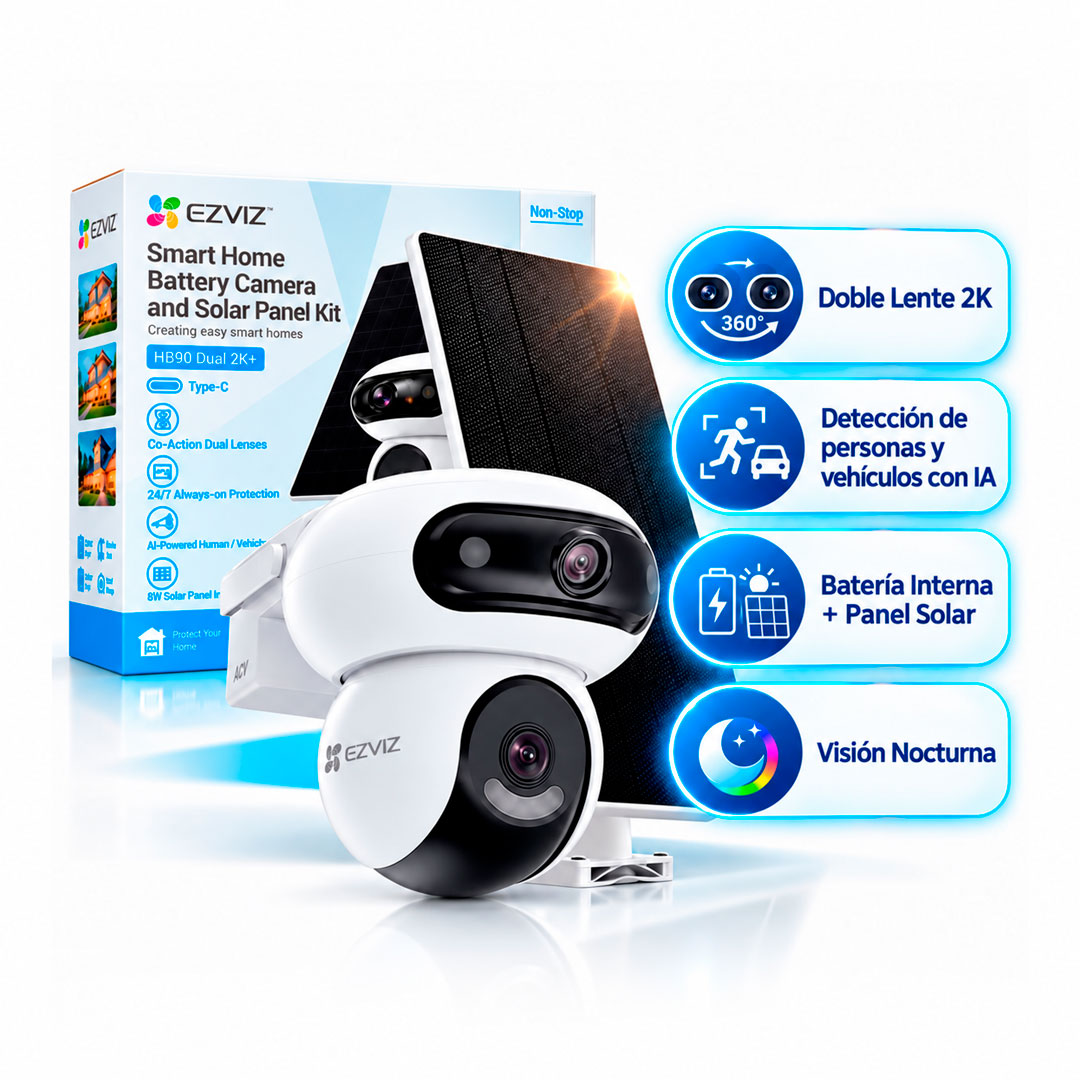 Camara IP Wifi Ezviz HB90 2k 360° Panel Solar Zoom Alexa Seguridad Exterior