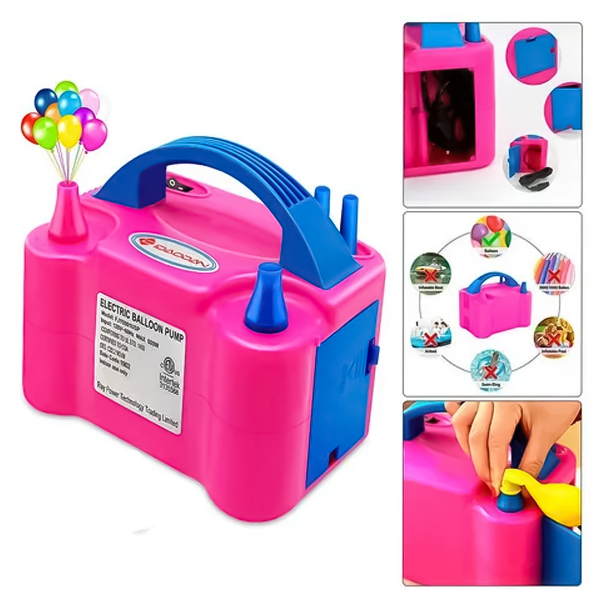 Inflador De Globos Electrico Doble Boquilla De Aire Fiesta