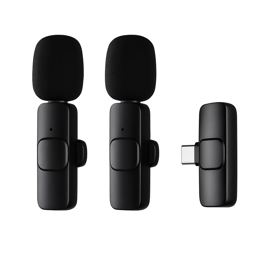 Microfono Inalambrico M20 de Solapa Dual Para Celulares iPhone O Tipo C 2 En 1