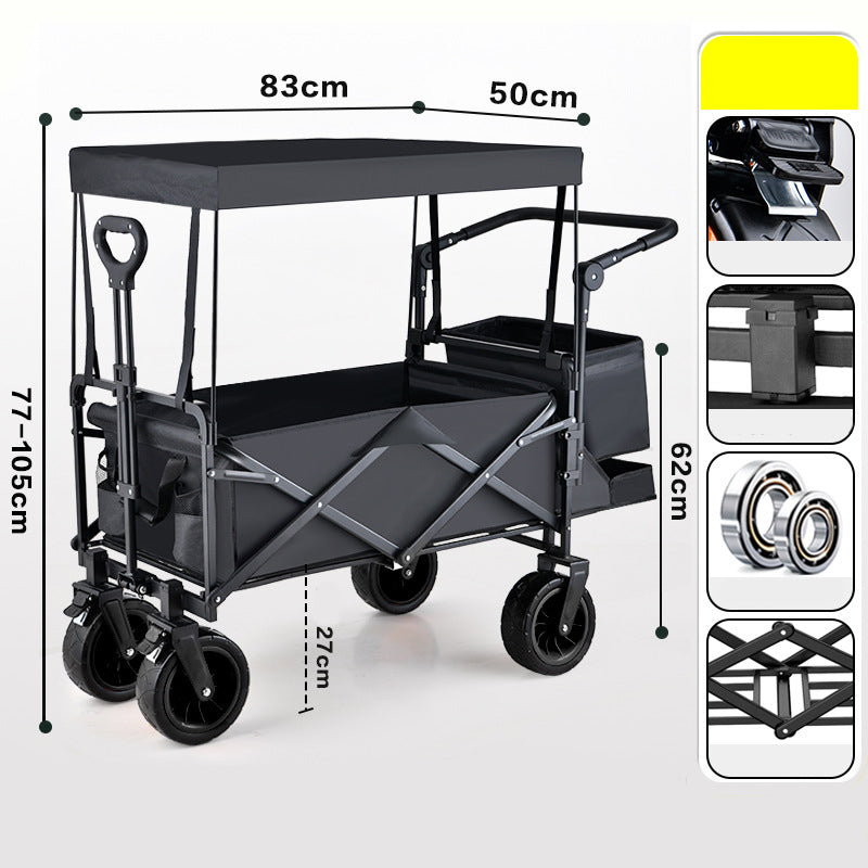 Carrito Plegable Con Tapasol Para Compras Para Llevar De Todo 220kg Campamento Playa BW-BK-3