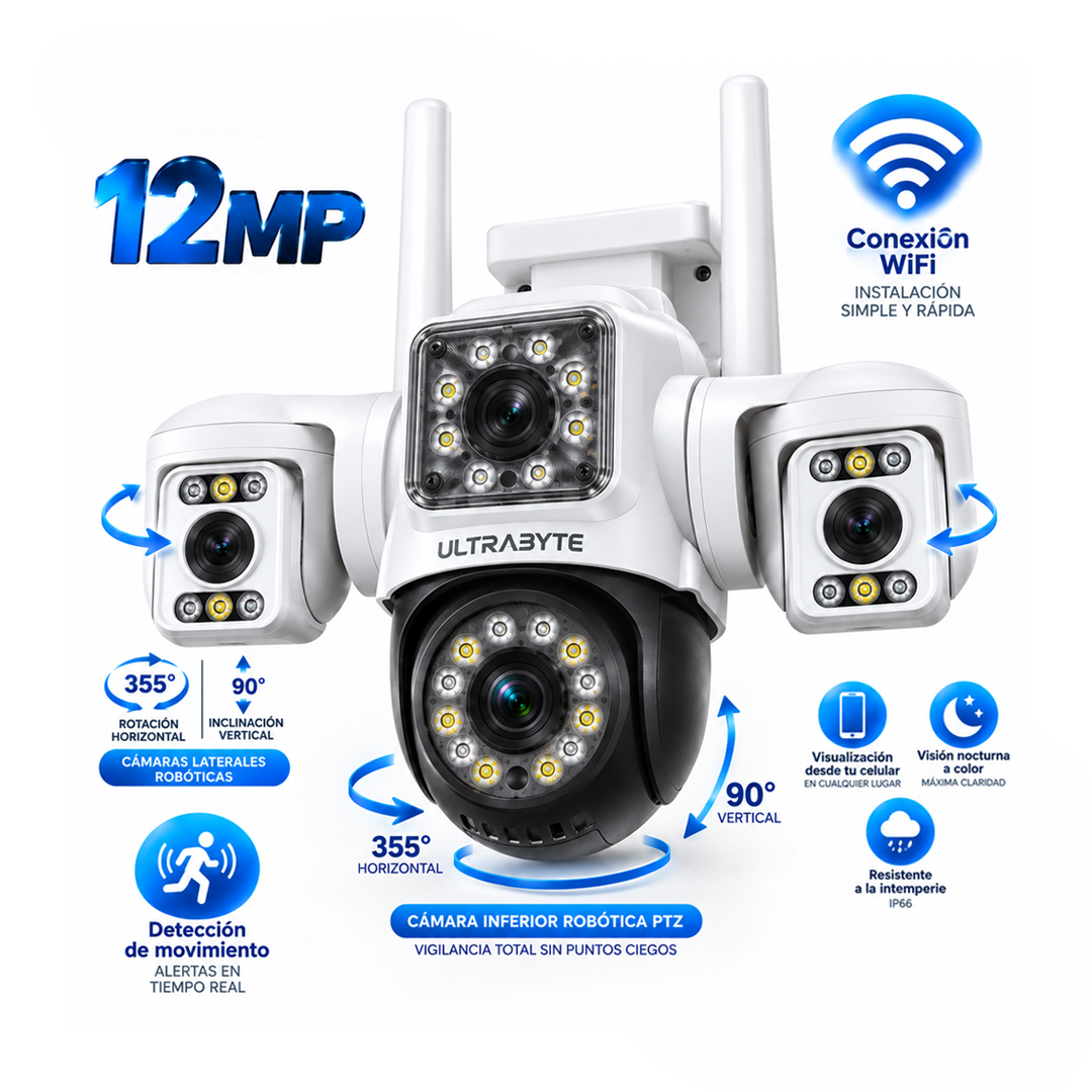 Camara Ip Ultrabyte WIFI Triple Lente Alarma Vision Nocturna Z-DY002W