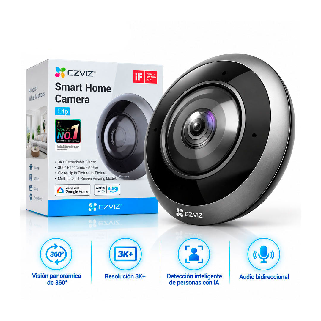 Camara IP Wifi Ezviz E4p 3K 360° Ojo de Pez Alexa Seguridad