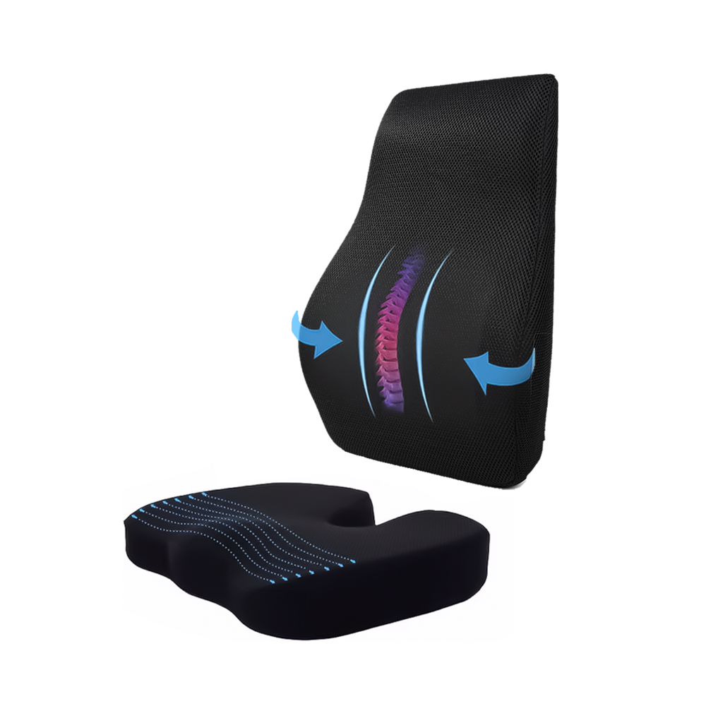 Cojin para Asiento + Respaldar Lumbar - Material Memory Foam con Gel Tech