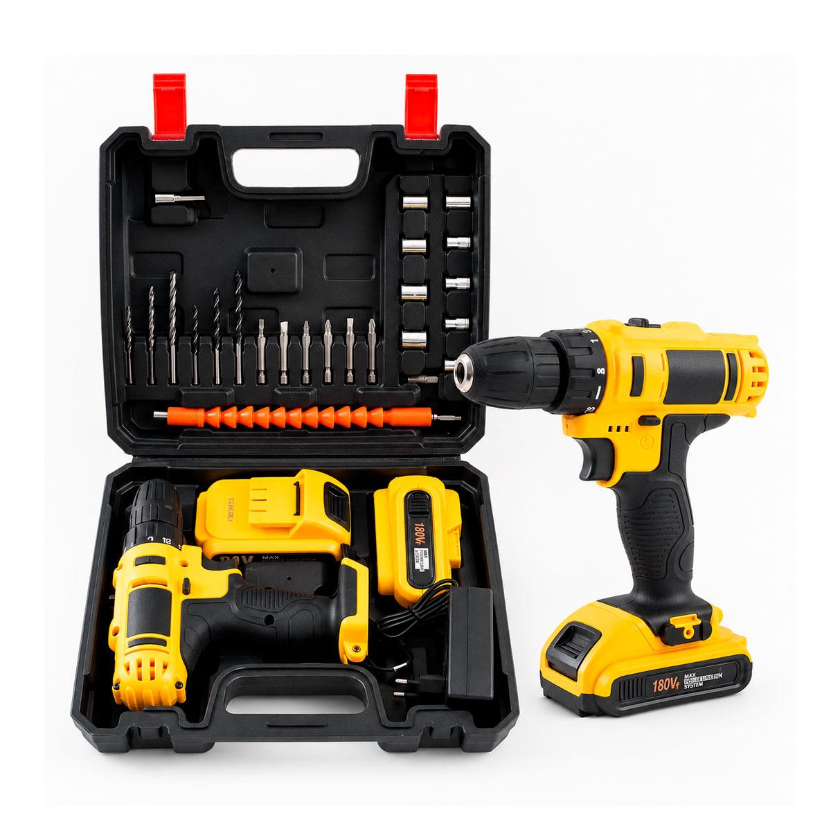 Taladro Atornillador 180v Inalambrico Destornillador con Estuche