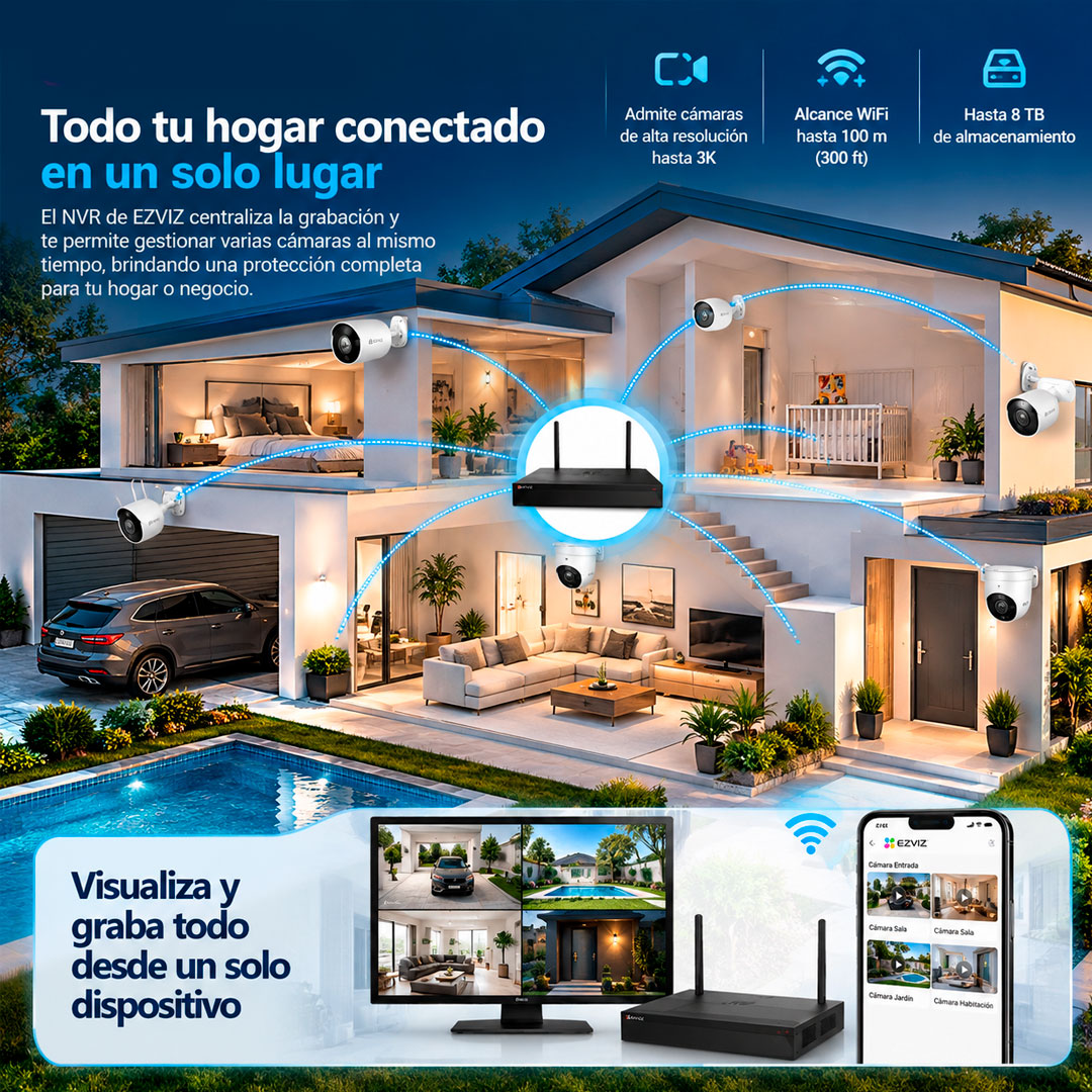 Nvr Ezviz X5s 8W Grabador Wifi 8 Canales Hasta 8tb