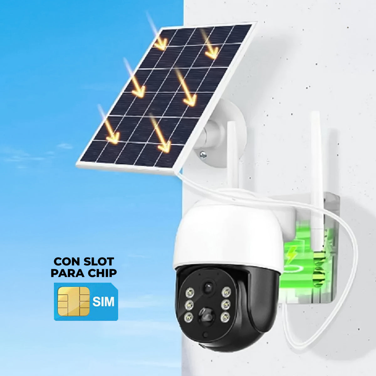 Camara Ip  Solar con Chip + Bateria Recargable Vision Nocturna TQ5