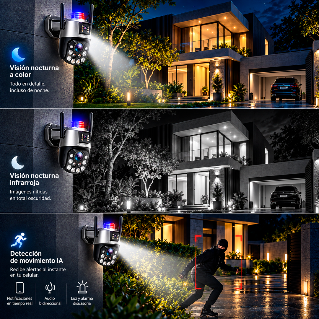 Camara Ip Ultrabyte WIFI Doble Lente Zoom Optico 36X Alarma Vision Nocturna B3