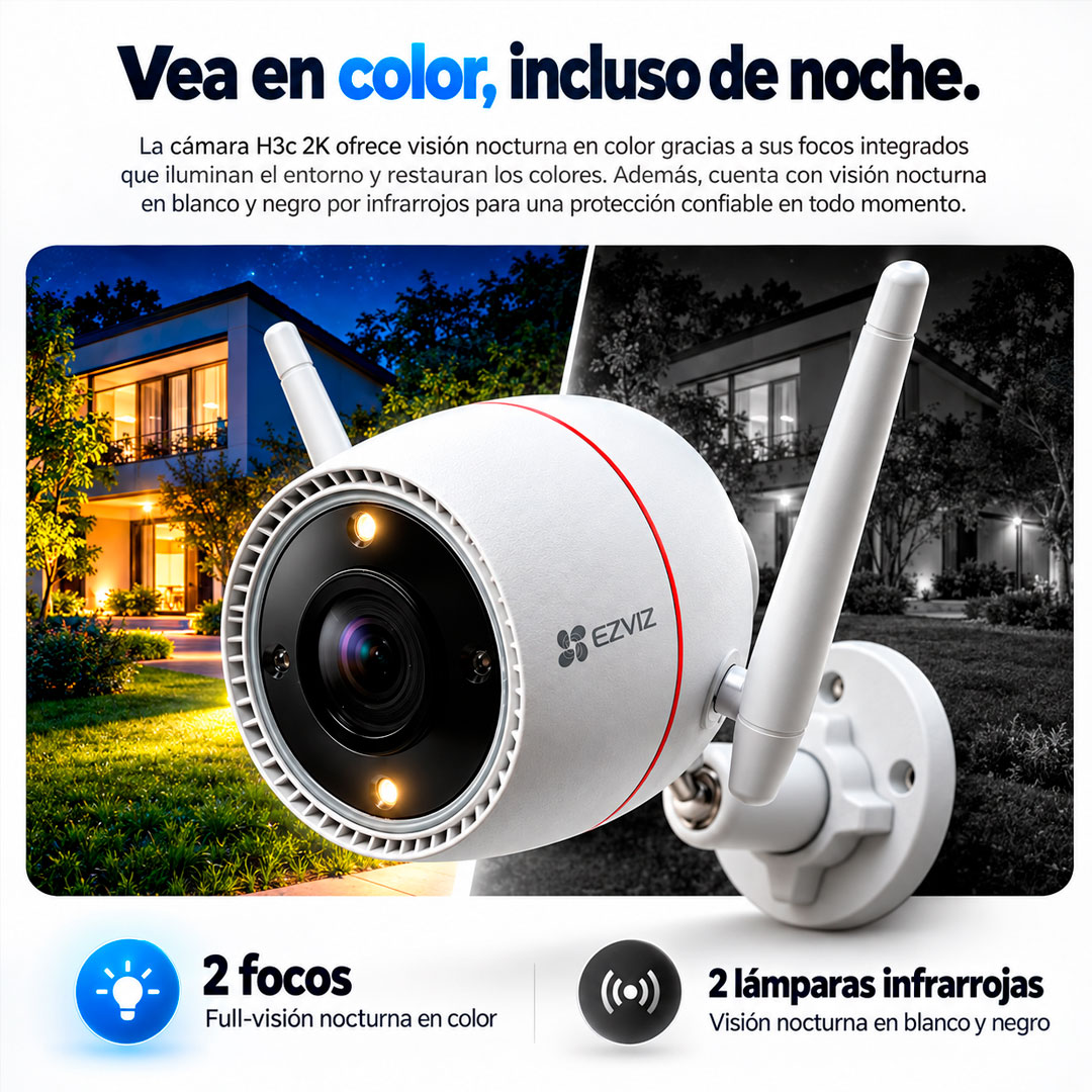 Camara IP Wifi Ezviz H3C 2k 360° Audio Bidireccional Zoom Alexa Seguridad Exterior