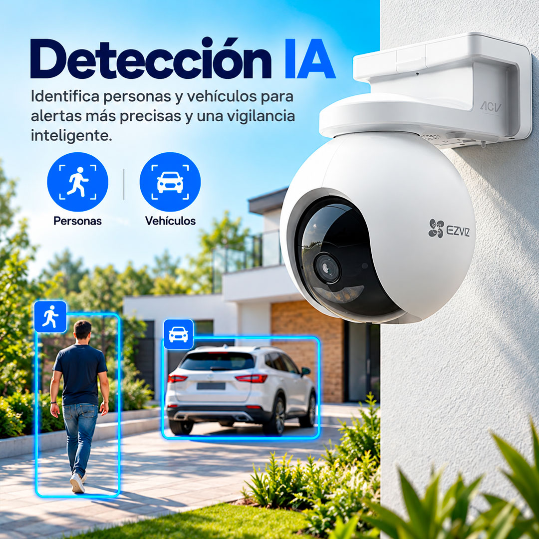 Camara IP Chip 4G WIFI Ezviz EB8 4K 360° Panel Solar Zoom Seguridad Exterior
