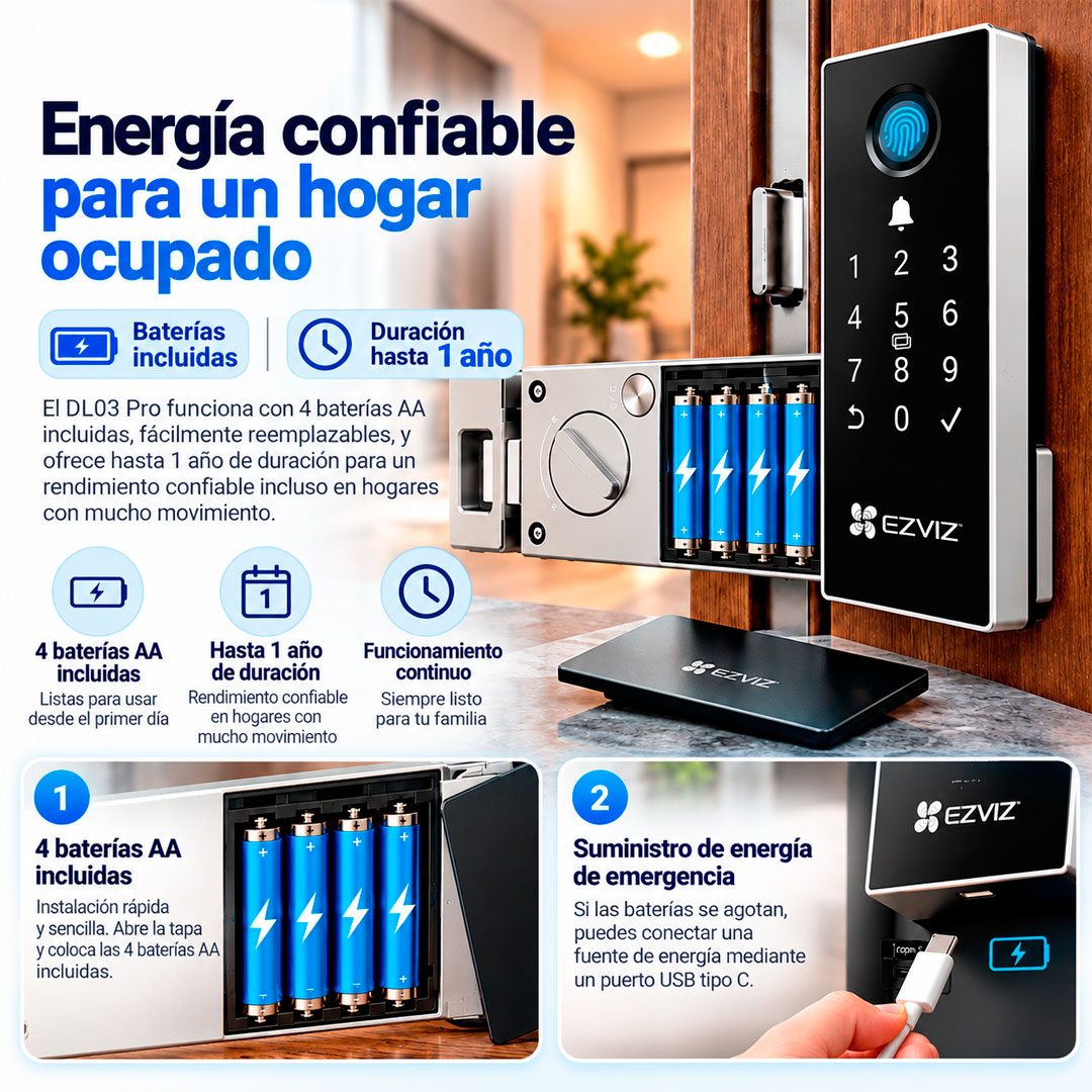 Cerradura Inteligente Ezviz Dl03 Pro Rim Lock Huella Wifi
