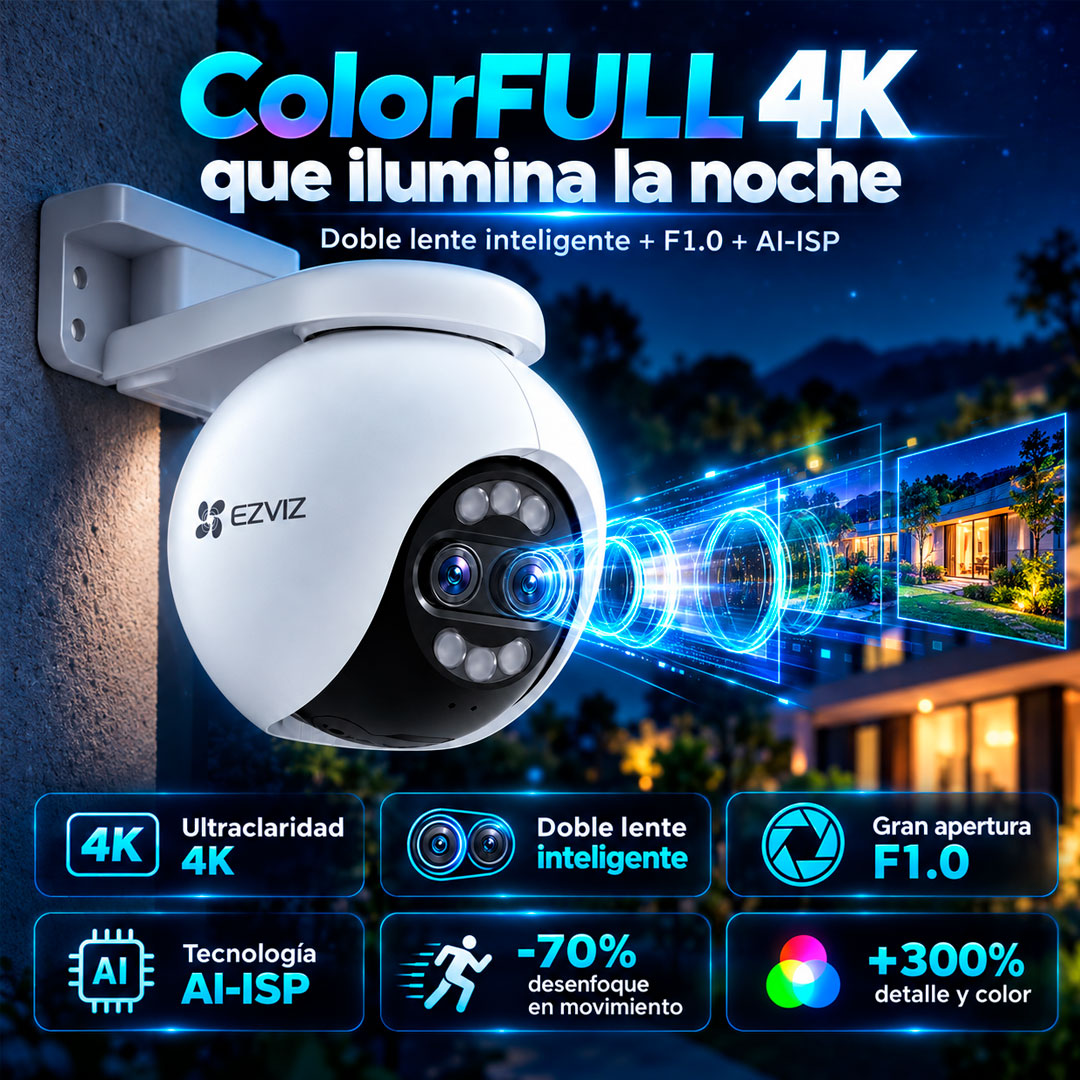 Camara IP Wifi Ezviz H80X 4k 360° Audio Bidireccional Zoom Alexa Seguridad Exterior