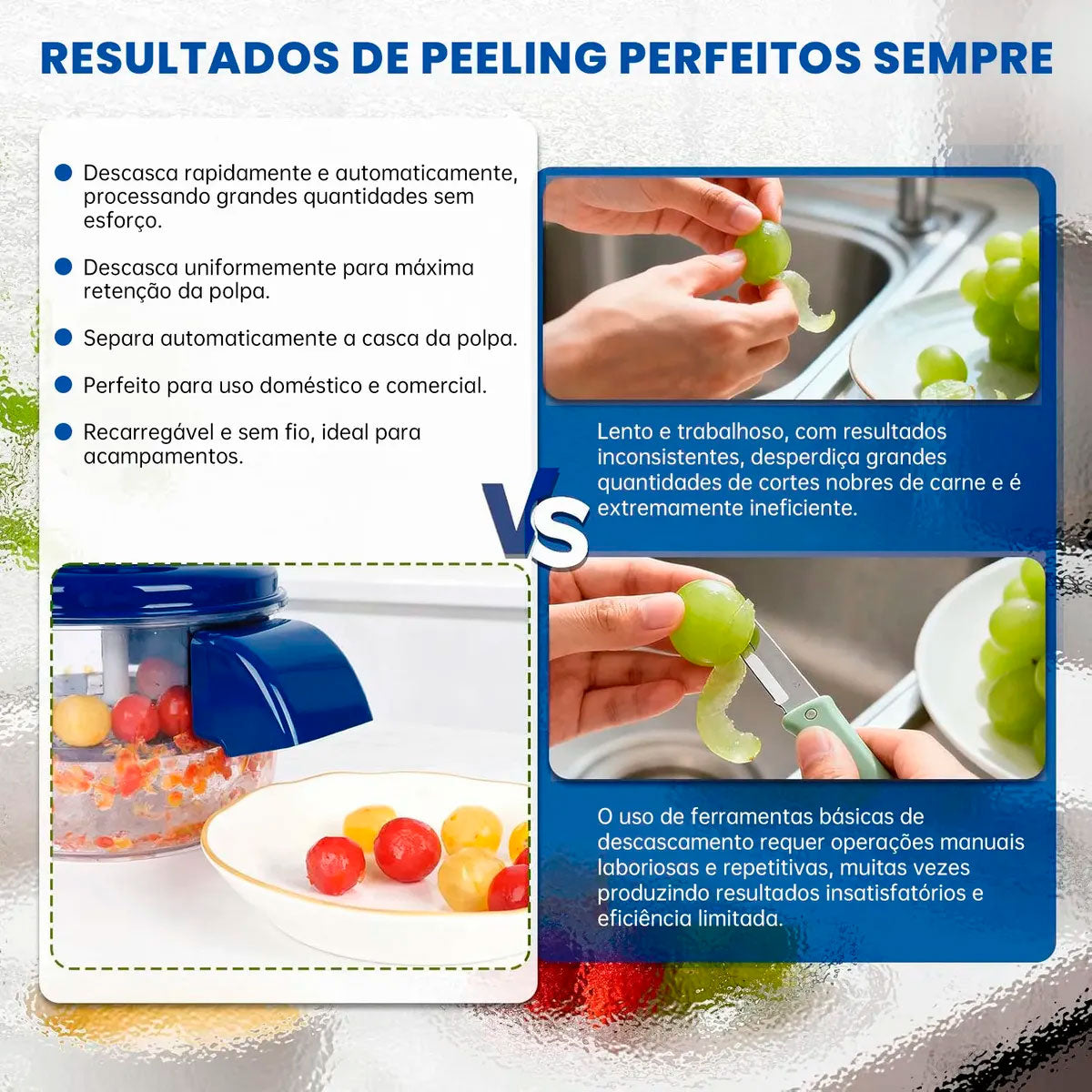 Pelador de Frutas y Verduras Recargable Portatil
