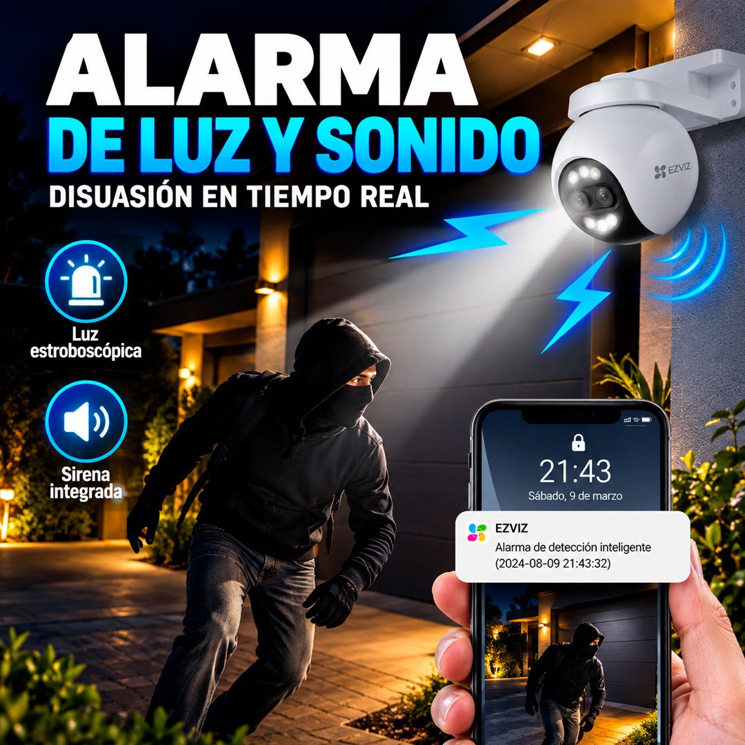 Camara IP Wifi Ezviz H80X 4k 360° Audio Bidireccional Zoom Alexa Seguridad Exterior