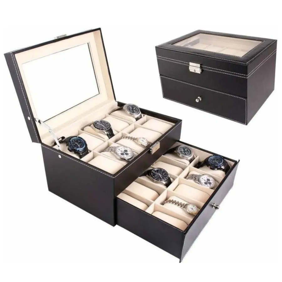 Organizador De Relojes Capacidad Para 20 Relojes Cuero Artificial
