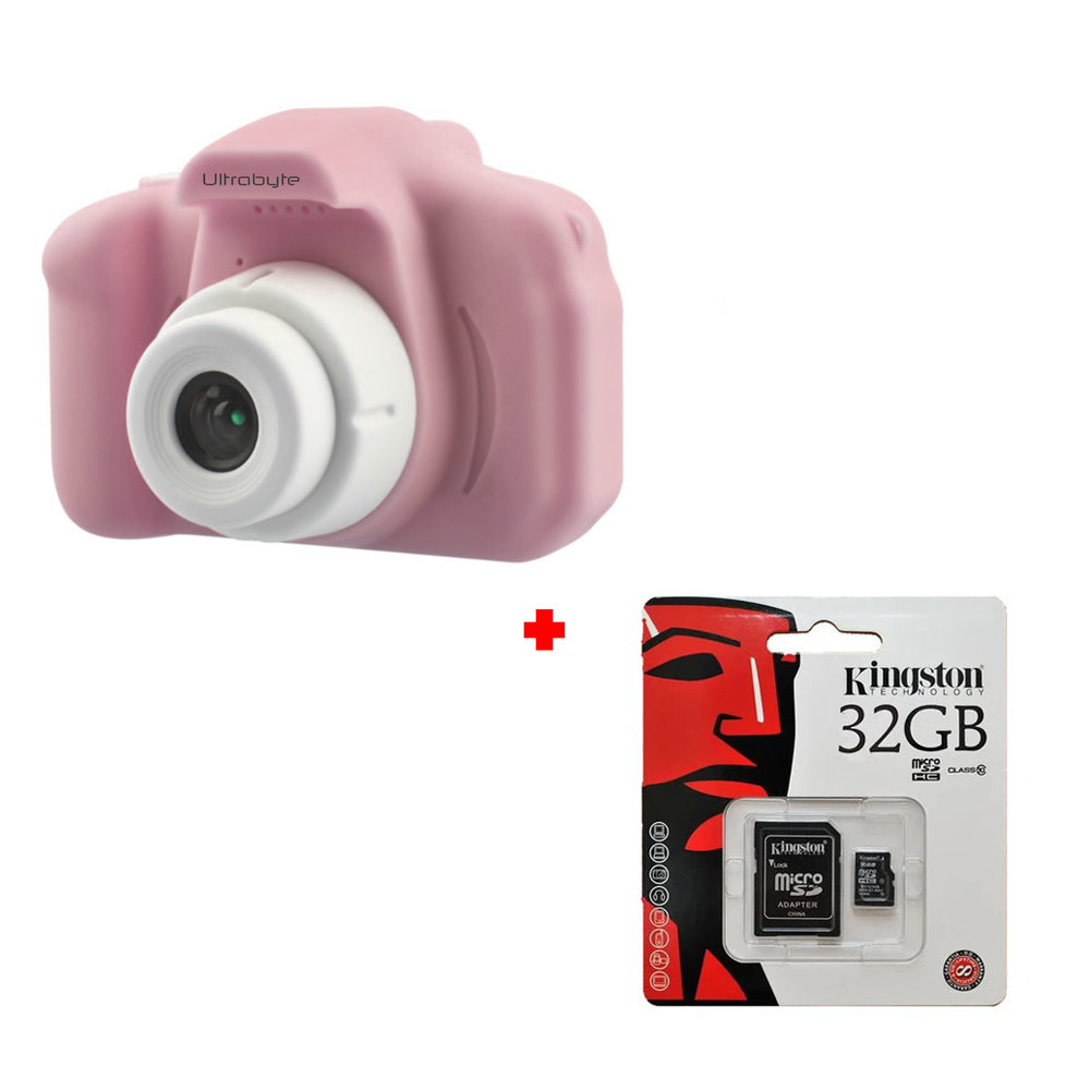 Camara de Fotos y Videos Ultrabyte para Niños + Memoria Kingston MicroSD 32GB Clase 10