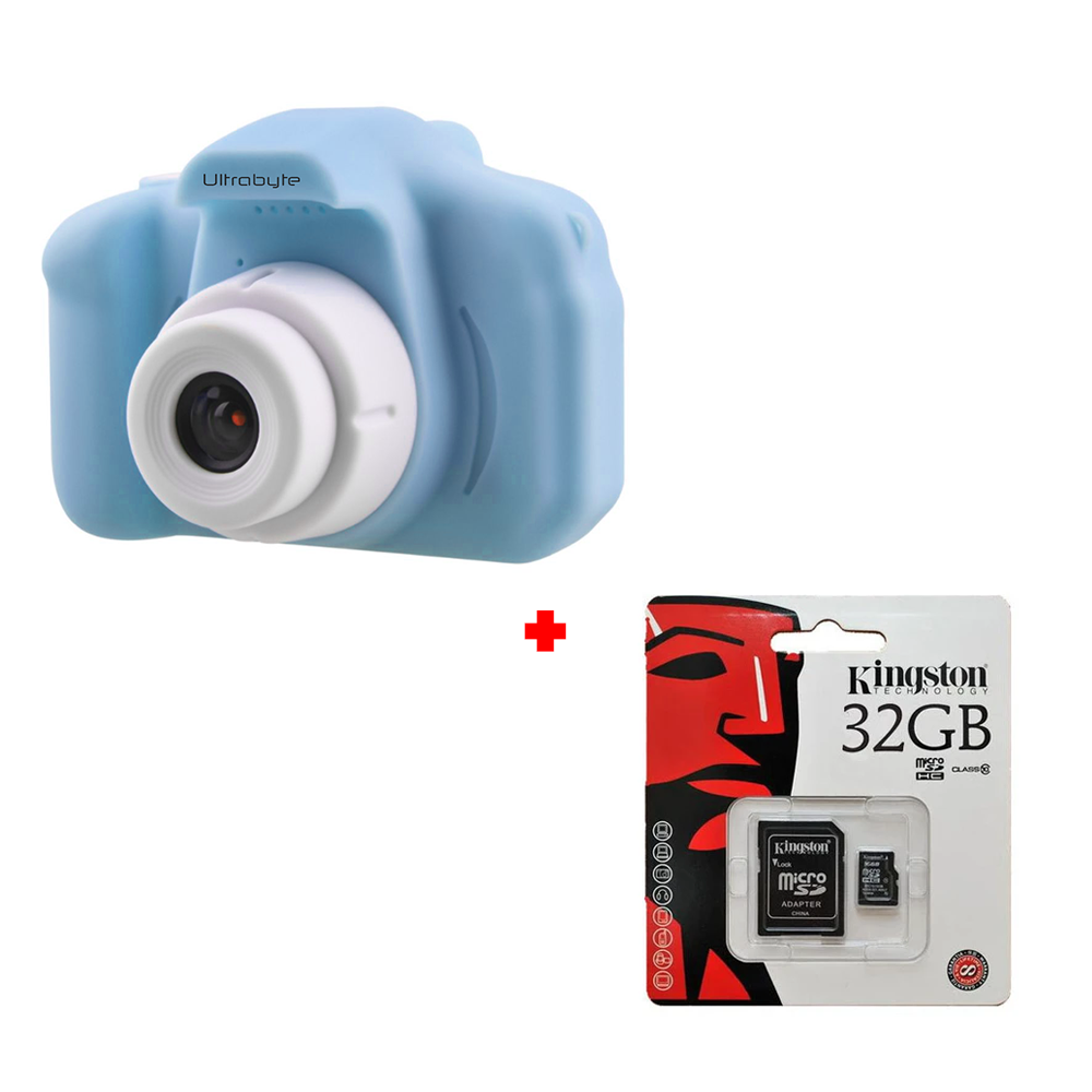 Camara de Fotos y Videos Ultrabyte para Niños + Memoria Kingston MicroSD 32GB Clase 10
