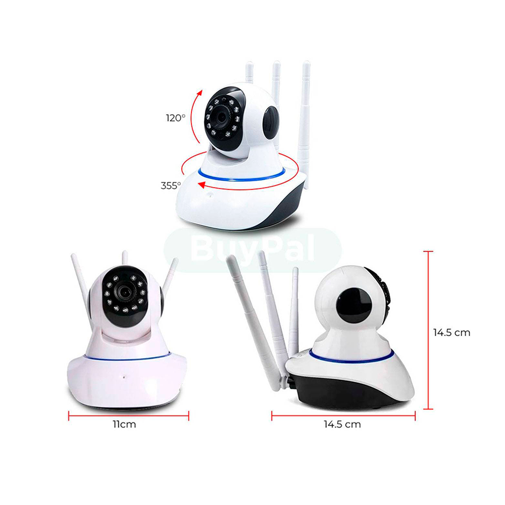 Cámara IP Robótica 360 Seguridad 3 Antenas Hd Con Wifi Vision Nocturna