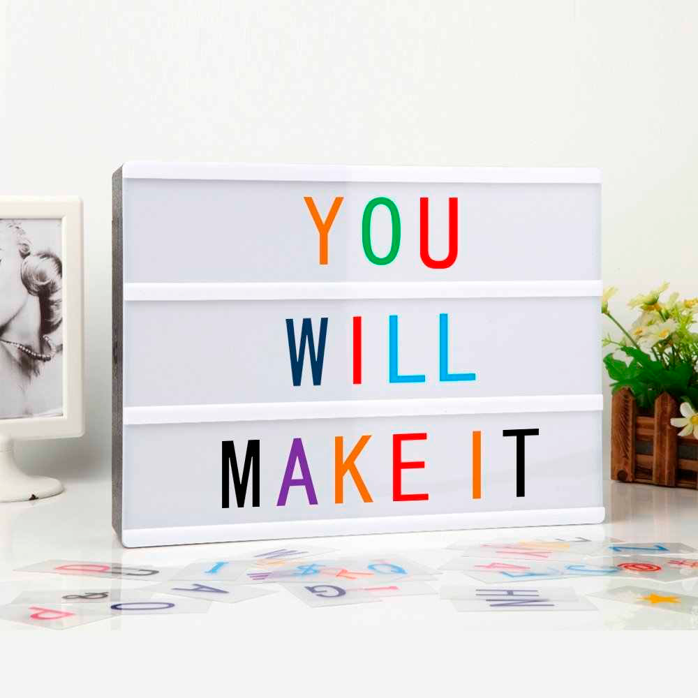 Pizarra Led Letrero Luminoso 96 Letras Cambiables 30 X 23cm